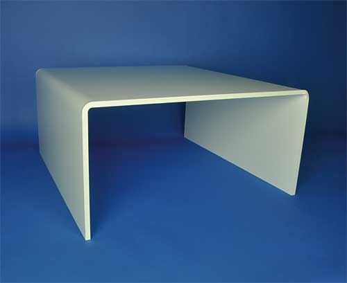 TABLE BASSE BLANC BRILLANT 80 x 80-Ht 40 cm